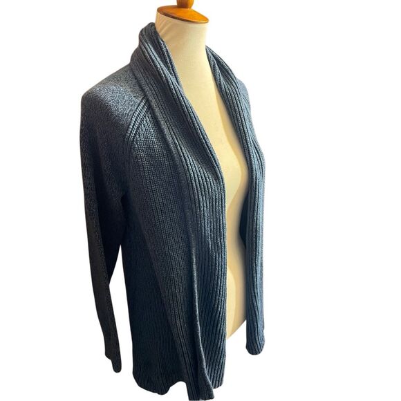 L.L. Bean Women’s Open Front Knit Cardigan Sweater Size Large Petite Slate Blue - Picture 6 of 11